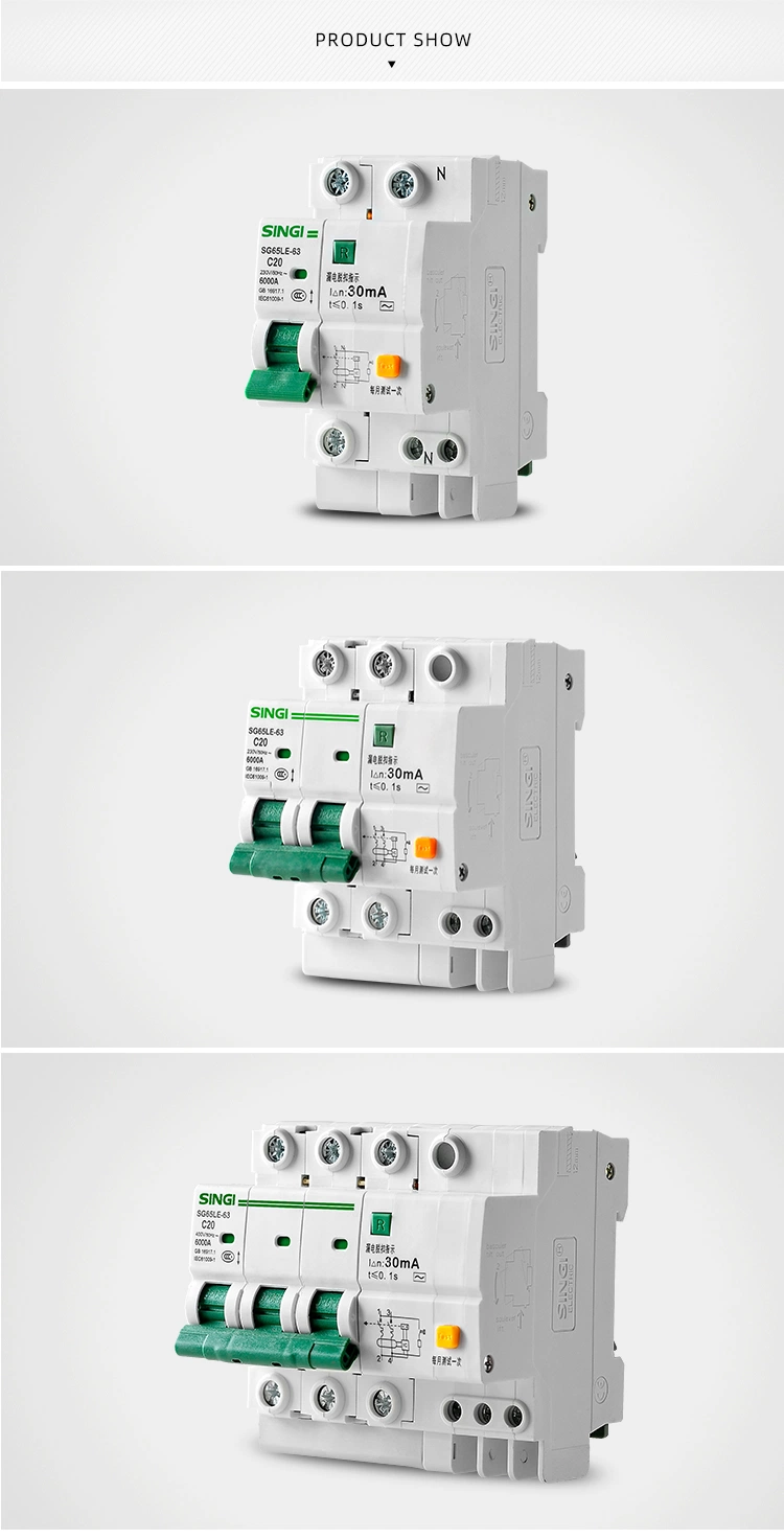 Heißer Verkauf 1-4p Singi Elektrische Leistungsschalter Mini Preis Miniatur-Schaltung Leistungsschalter Sg65le-63