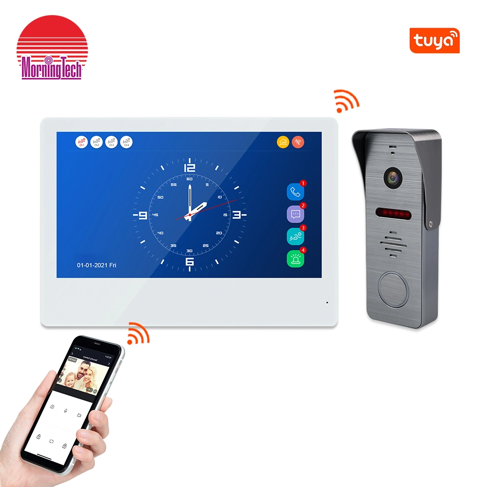 Villa 10" 4 fio Vídeo porta Telefone Intercom Smart Touch Sistema de intervenha com porta com fios para interfone de ecrã Visiophone