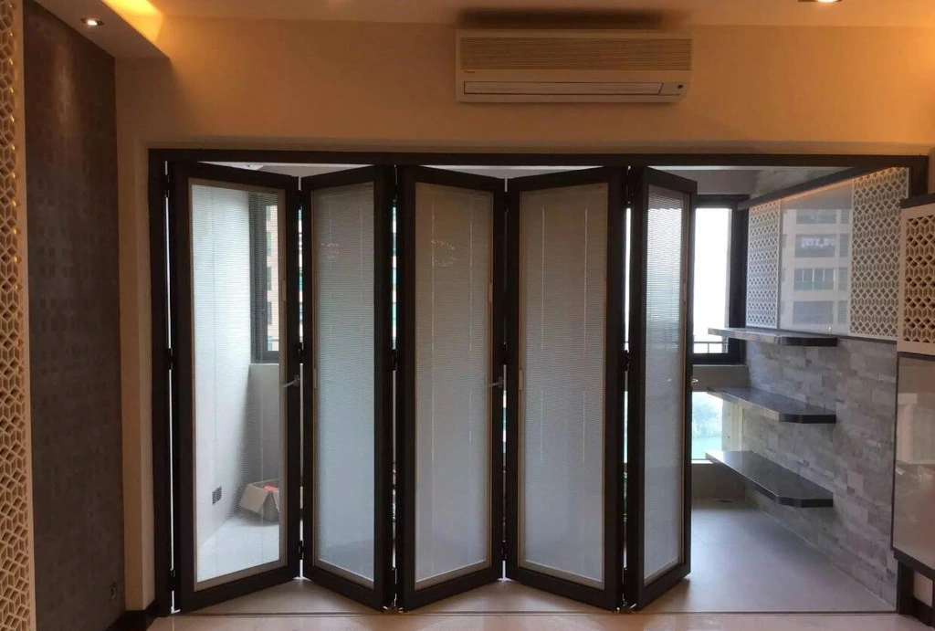 Ace Hot Sale Living Room Door Interior Aluminum Folding Door with Double Glazed Glass House Door