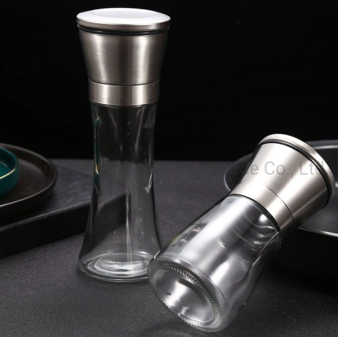 304 Stainless Steel Black and White Pepper Grinder Glass Manual Pepper Coffee Rose Salt Sea Salt Seasoning Bottle