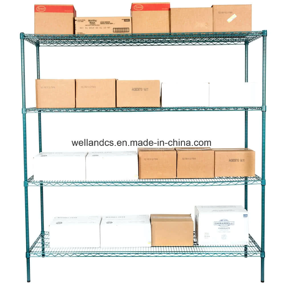 Firm 4 Shelves Customized Epoxy Heavy Duty Repository Warehouse Cargo Steel Storage Rack