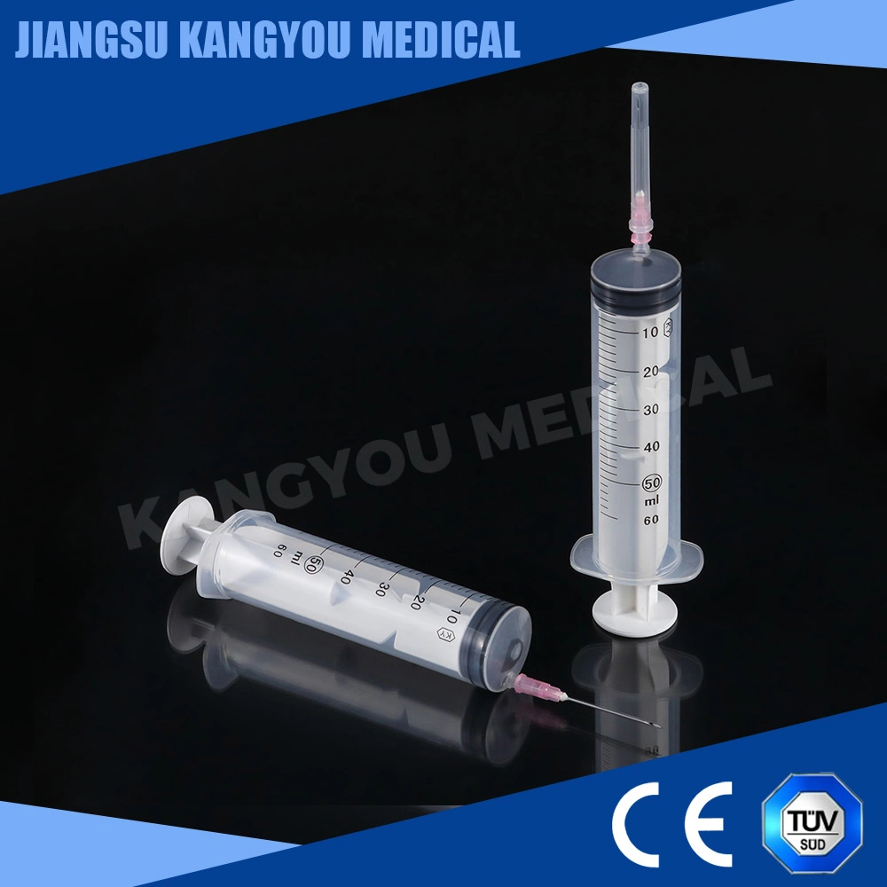 Jeringa de insulina médica de alta calidad de 3 partes con aguja fija