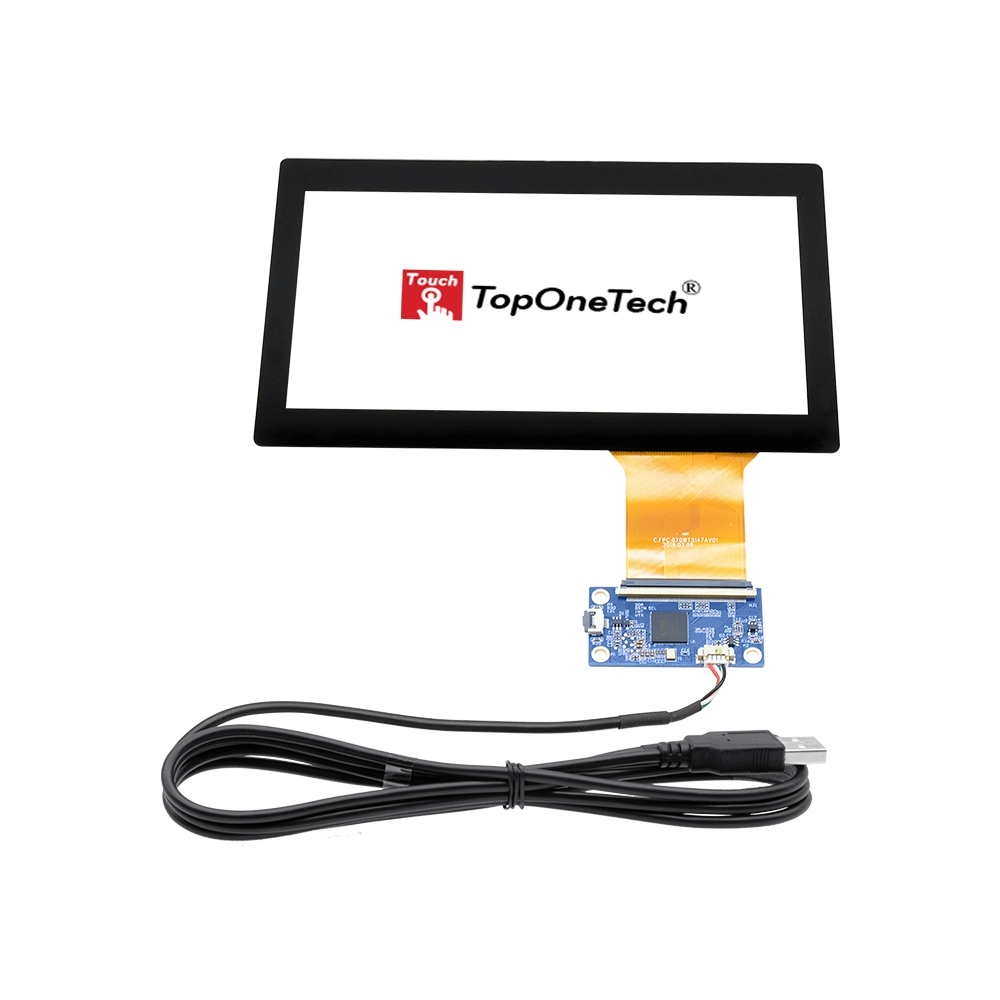 7 Inch Pcap Capacitive Multiple 16:9 USB Touch Screen Sensor with Toughened AG Anti-Scratch Glass Work with Water Dust Oil I2c USB Interface for TFT LCD Bonding