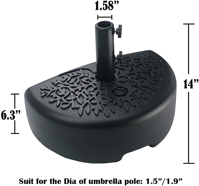 Half Moon Shaped Water Filled Umbrella Base Patio Umbrella Stand