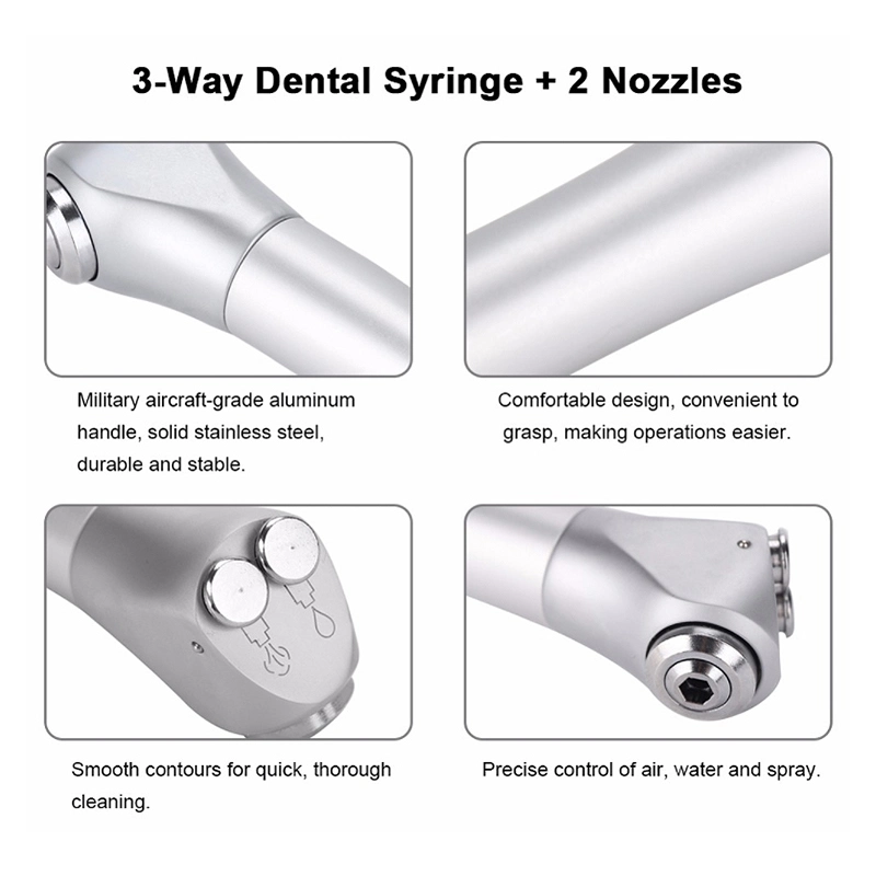 LK-A1101A Dental Air Water Syringe Angled 3 Way Triple Spray Handpiece Nozzles Tips