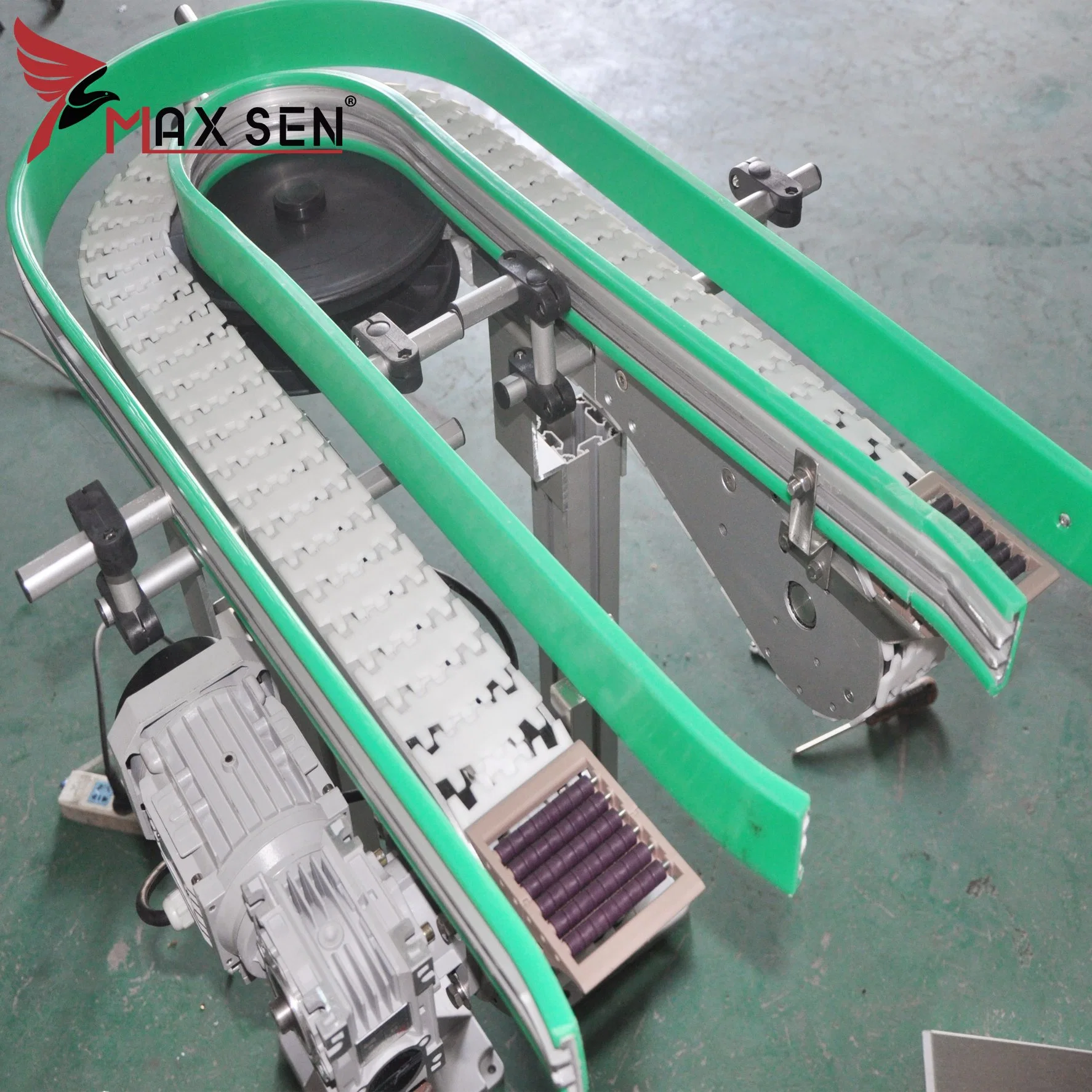 POM Plastic Flexible Chain Conveyor Flex Linked System with White Color for Medicine Industry