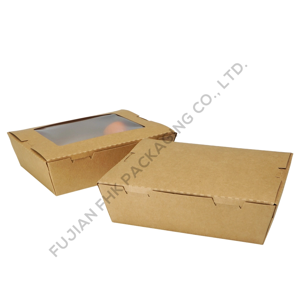 Embalagem impressão de alimentos recipiente salada fruta take away caixa almoço Papel Kraft Box