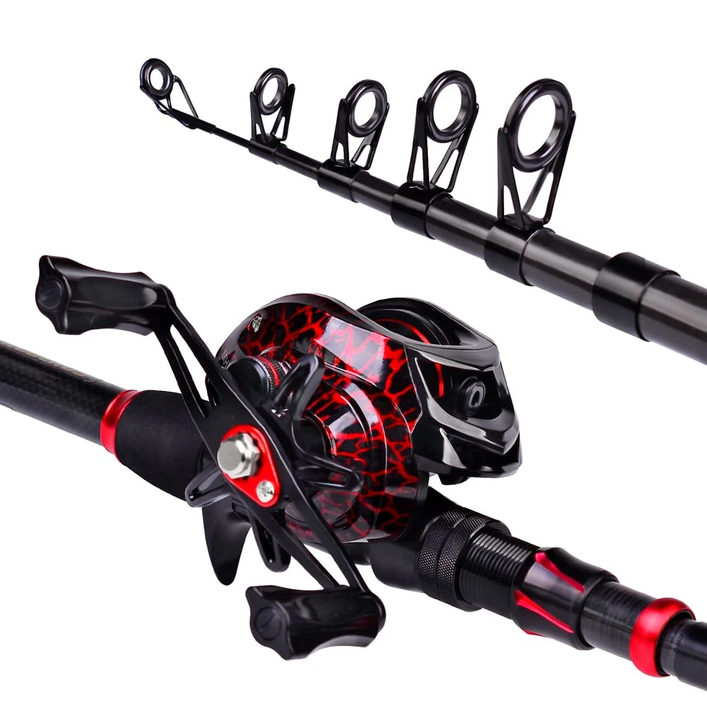 Saltwater Freshwater Carbon Fiber Telescopic Pole Fishing Spinning Baitcasting Reel Combo Rod