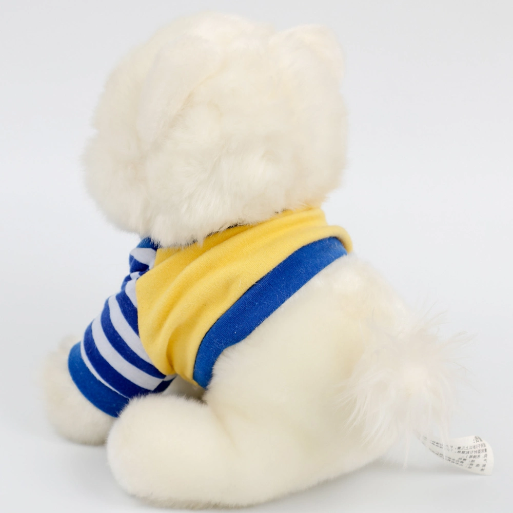 Wearing Shirt Furry White Animal Toy Stuffed Cute Dog Plush