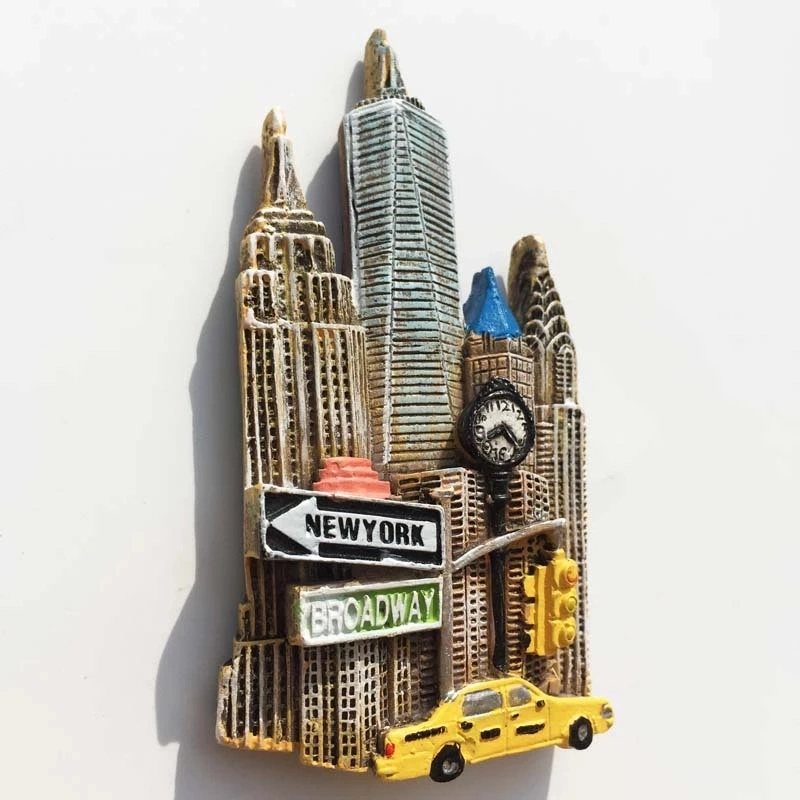 Custom Logo New York Tourist Souvenir Crafts Resin Painted Magnet Refrigerator Magnets