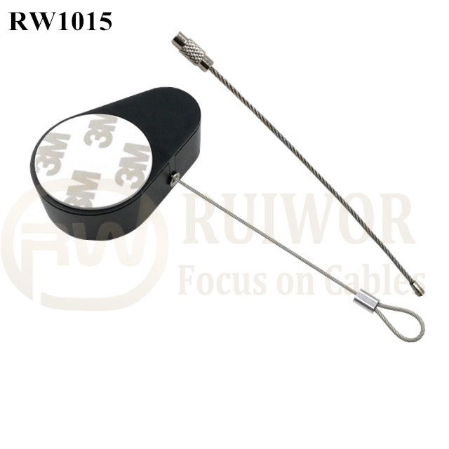 RW1015 Drop-Shaped Retractable Security Tether Plus Size Customizable Wire Rope Ring Catch