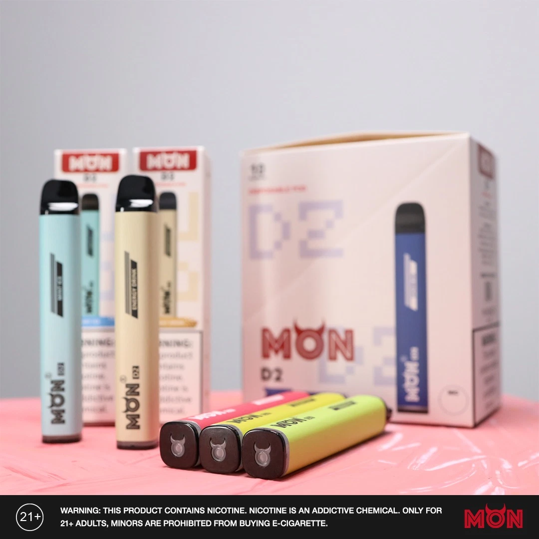 Mon D2 Vape bares vaporizador Venta caliente Tpd/CE 600 Legal Puff 450mAh 2ml Ejuice