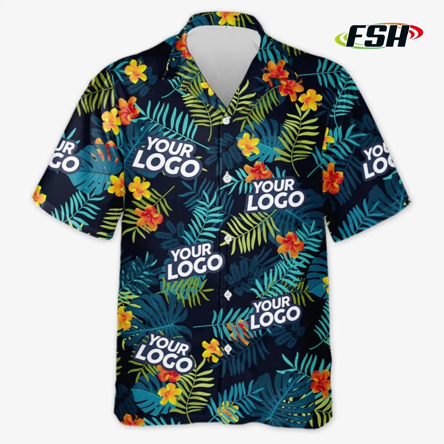 Custom Logo Latest Design Fashion Hawaiian Polo Summer Beach Shirts Apparel