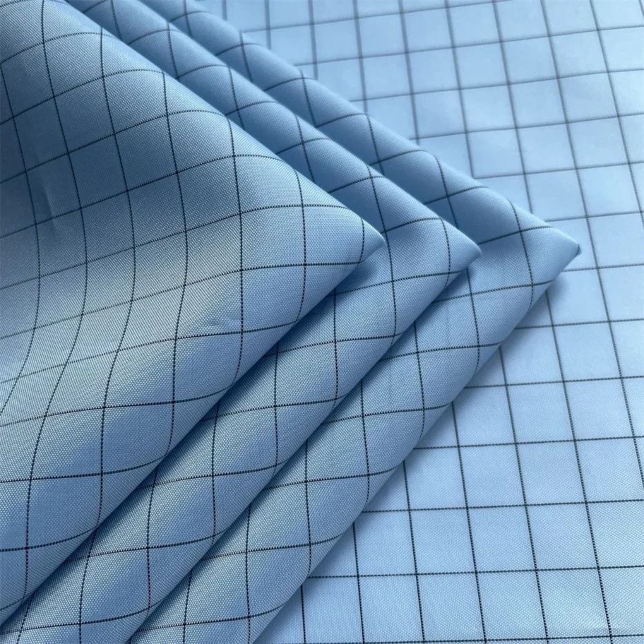 25%off Anti-Static 210t Polyester Taffeta Conductive Fabric with 1cm Check for Medical Clothing