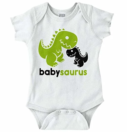 Funny Dinosaur Cute Mommy Daddy Cartoon T Rex Toddler Baby Romper Garment