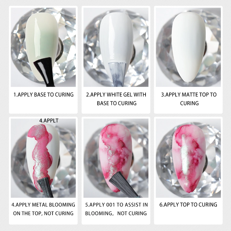 HS Wholesale/Supplier Prices Private Label Custom Professional 12 Colors White Base Metal Blooming Acrylic Gel Nail Polish