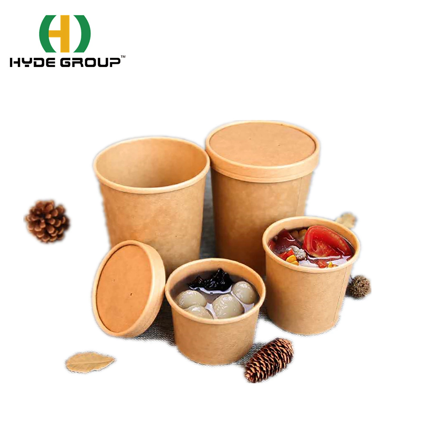 Food Safe Eco-Friendly White/Kraft Paper Cups with Lids 16oz/26oz/32oz Hot Sells Paper Bowl