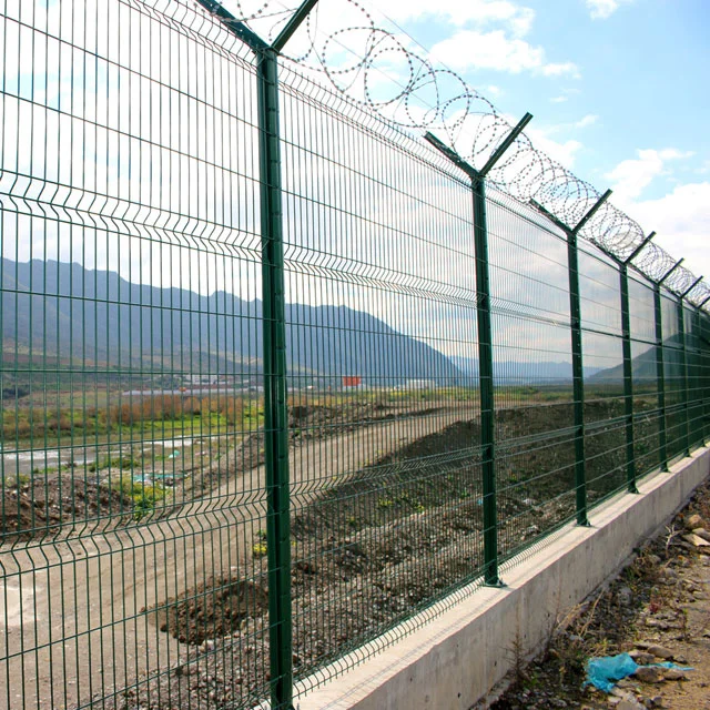 Wholesale High Quality PVC Powder Coated Green Welded 3D Wire V Mesh Security Fencing.