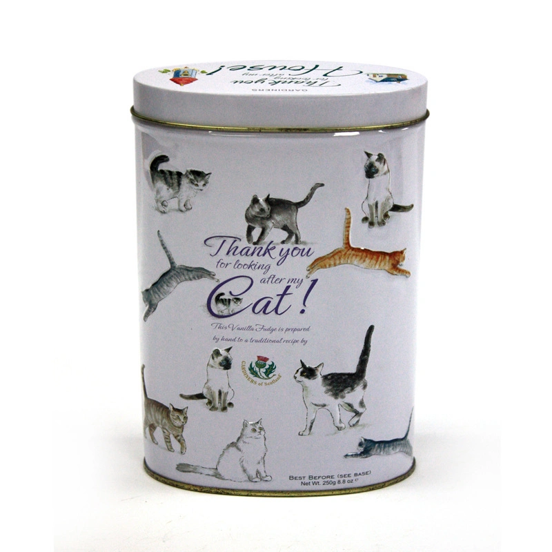 Custom Tall Oval Shaped Tea Coffee Dog Cat Food Packaging Tin Can