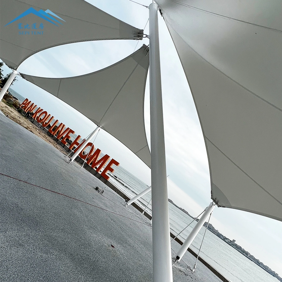 PVDF Tarpaulin Tensile Membrane Structure Fabric Shade Structure Waterproof Tent