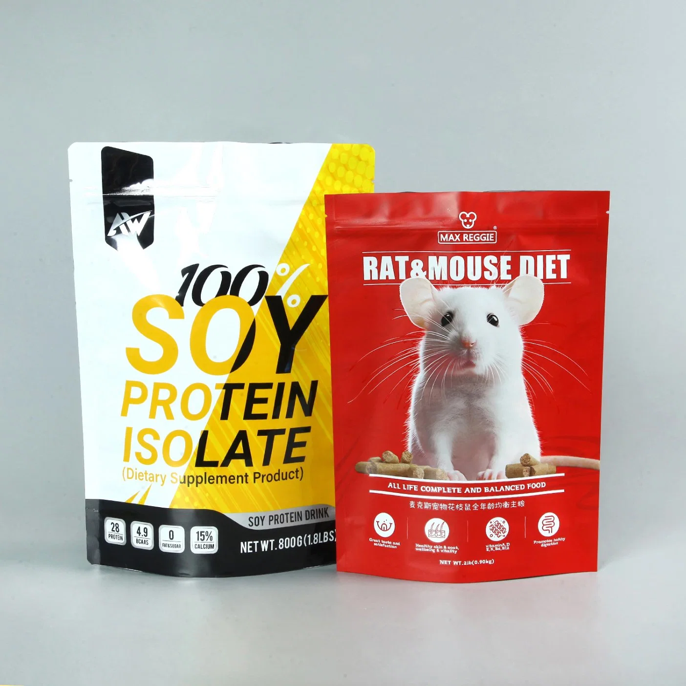 Plástico sellado Pet Dog Food trata de bolsas de juguete de animales de pie