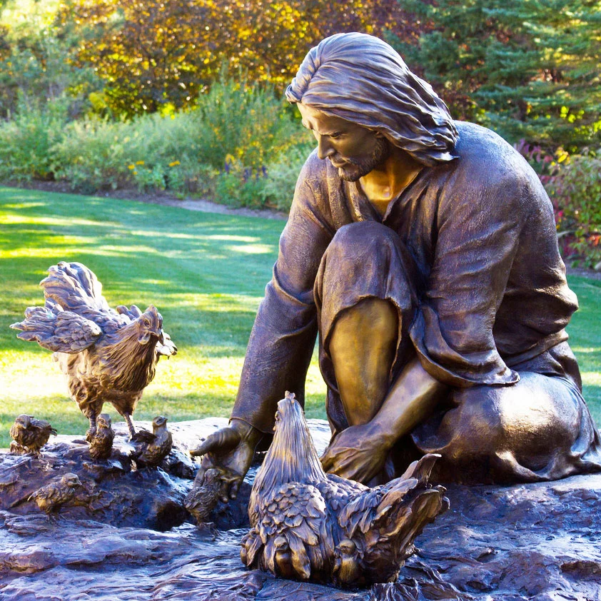 Iglesia Católica Bronce Señor Jesús Estatua de Oración para el Jardín