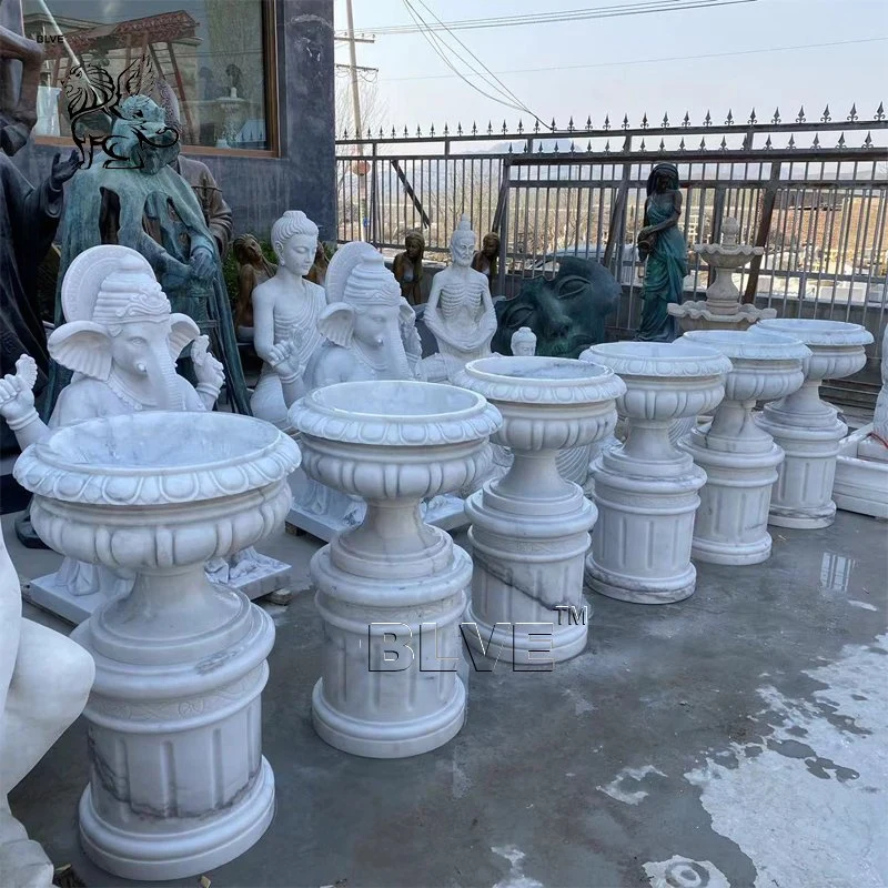 Factory Price New Product Outdoor Art Hand Carving Marble Woman Flower Pot MFC-05