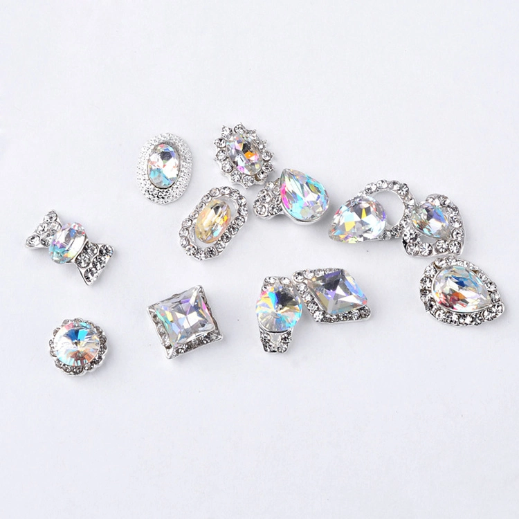 3D Nail Art Accessoires Diamond Zircon Cristal grande conception mixte alliage Rhinestone 12 pièces Box Set pour nail art décorations