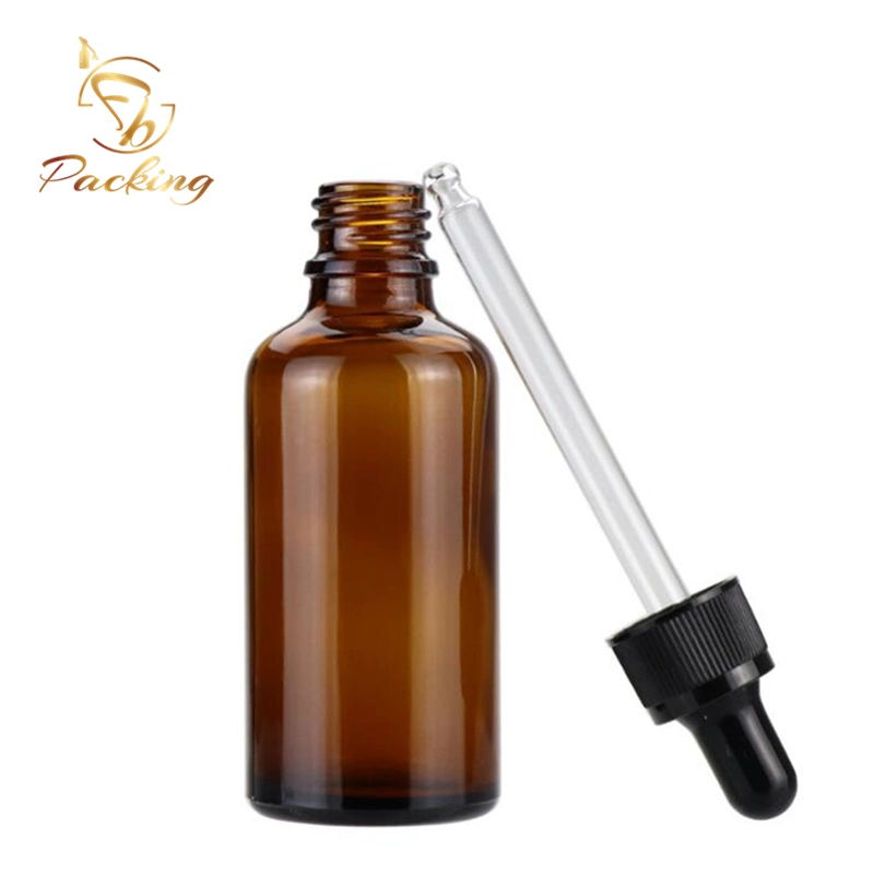 Empty Cosmetic Brown Amber Essential Oil 50 Ml Glass Dropper Bottle Perfume Bottle Packaging