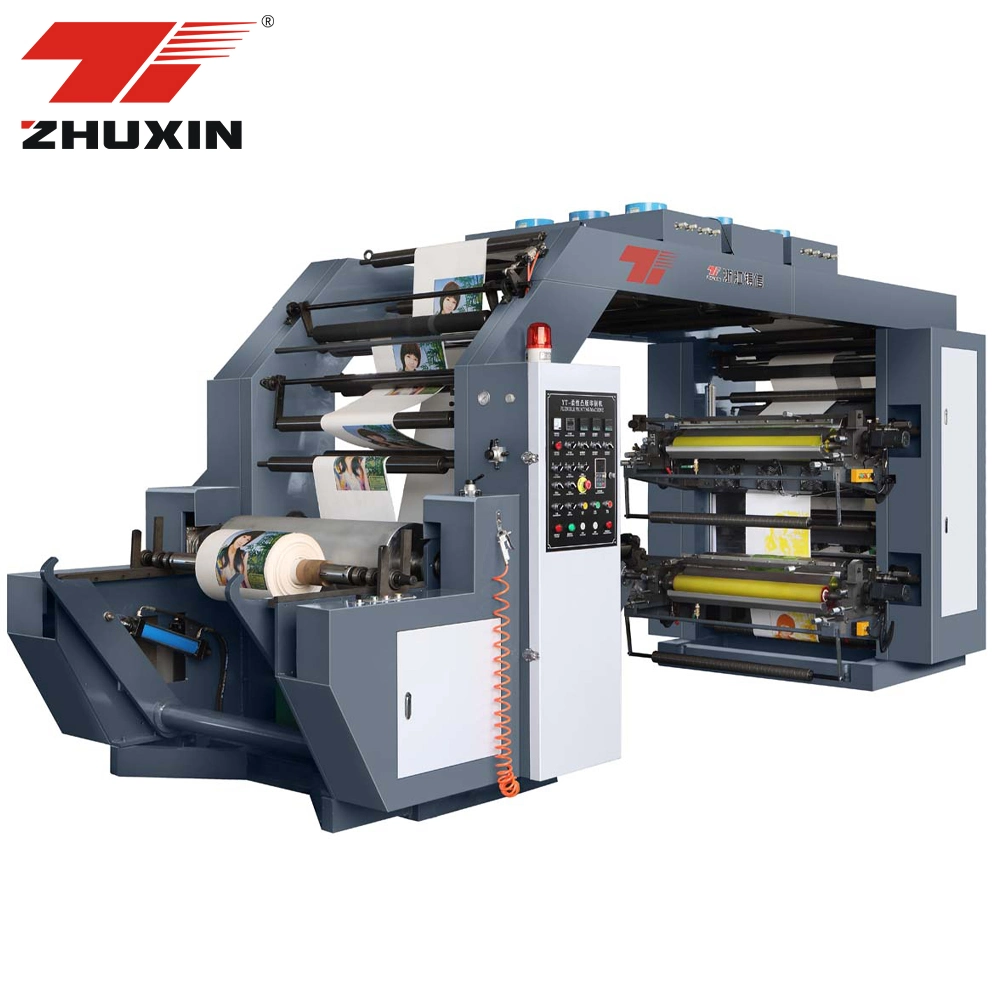 Machine d'impression flexographique automatique à six couleurs à grande vitesse pour papier et film flexible.
