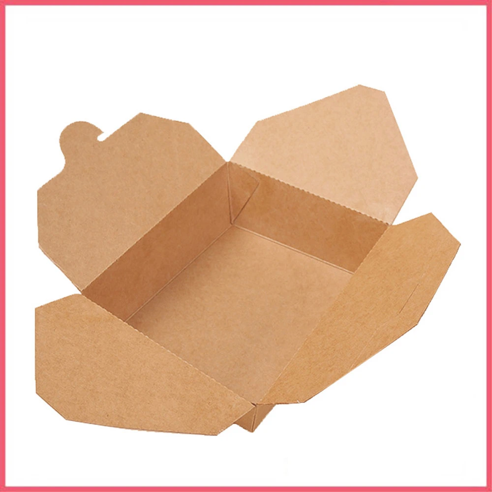 200PCS/Box 800ml Fsc FDA Custom Kraft Paper Waterproof Oil-Proof Salad Hotdog Snack Sushi Fried Chicken Disposable Lunch Meal Takeaway Fast Food Box Container