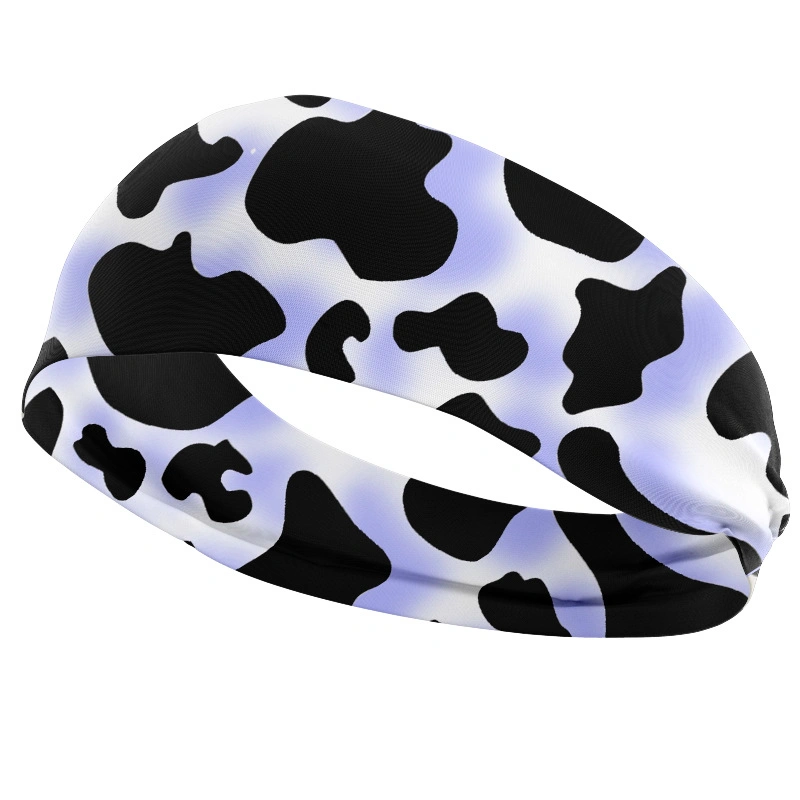 Sports Headband High Stretch Cow Print Headpiece Wide Brimmed Hairband