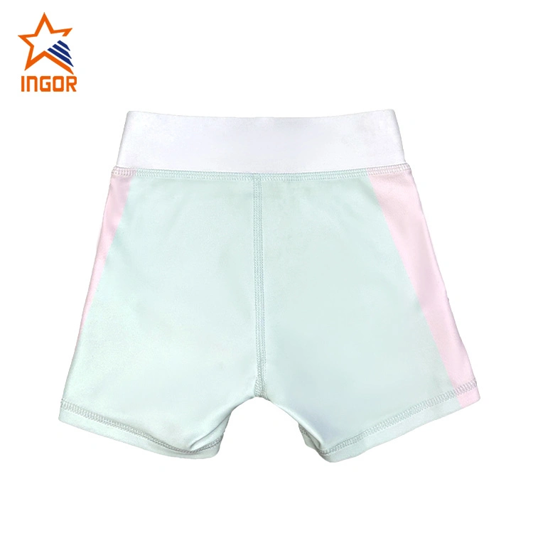 Ingorsports Kids Swimwear Soft Waist Band Contrast Sports Bras Sublimated Color Block Shorts Children Sports Wear Activewear