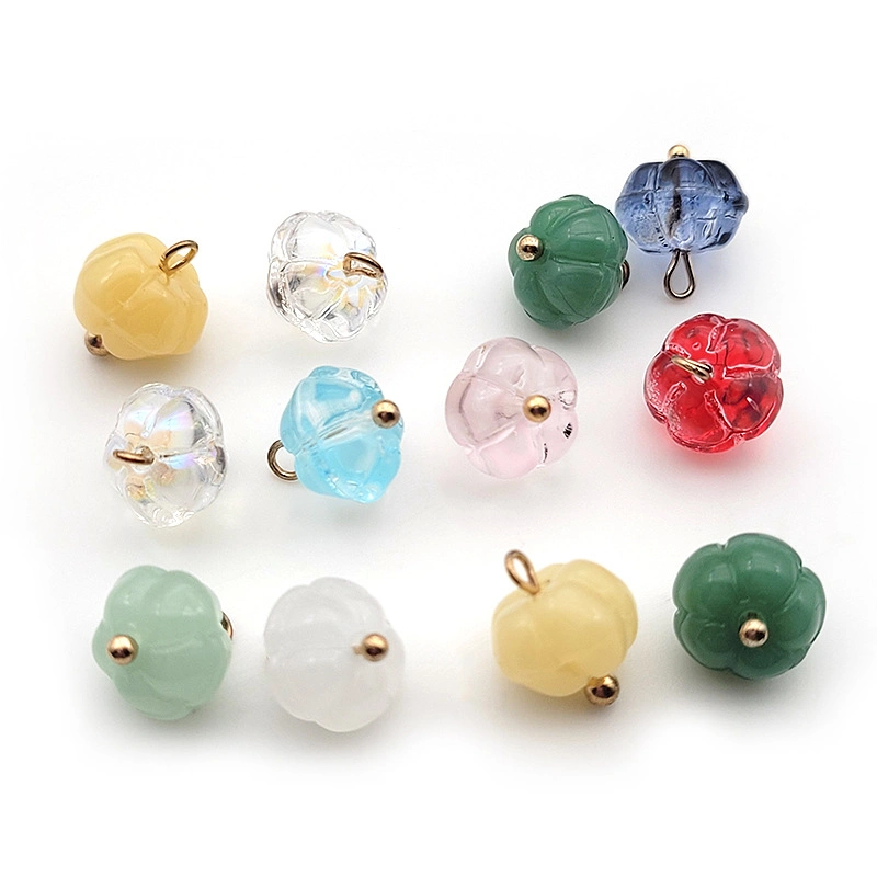 Grace Chinese Style Pumpkin Shape Glass Copy Jade Colorful Threading Sewing Button for Cheongsam Buckle