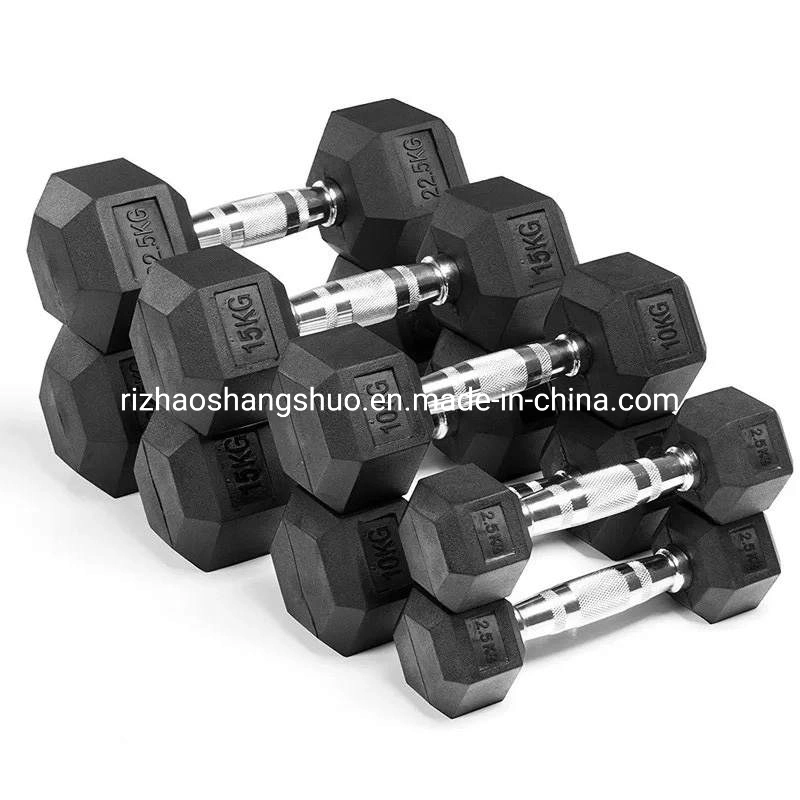 Wholesale/Supplier Hexagonal Black Rubber Dumbbells Multi Weight Gym Training Hex Dumbbell Rack Set