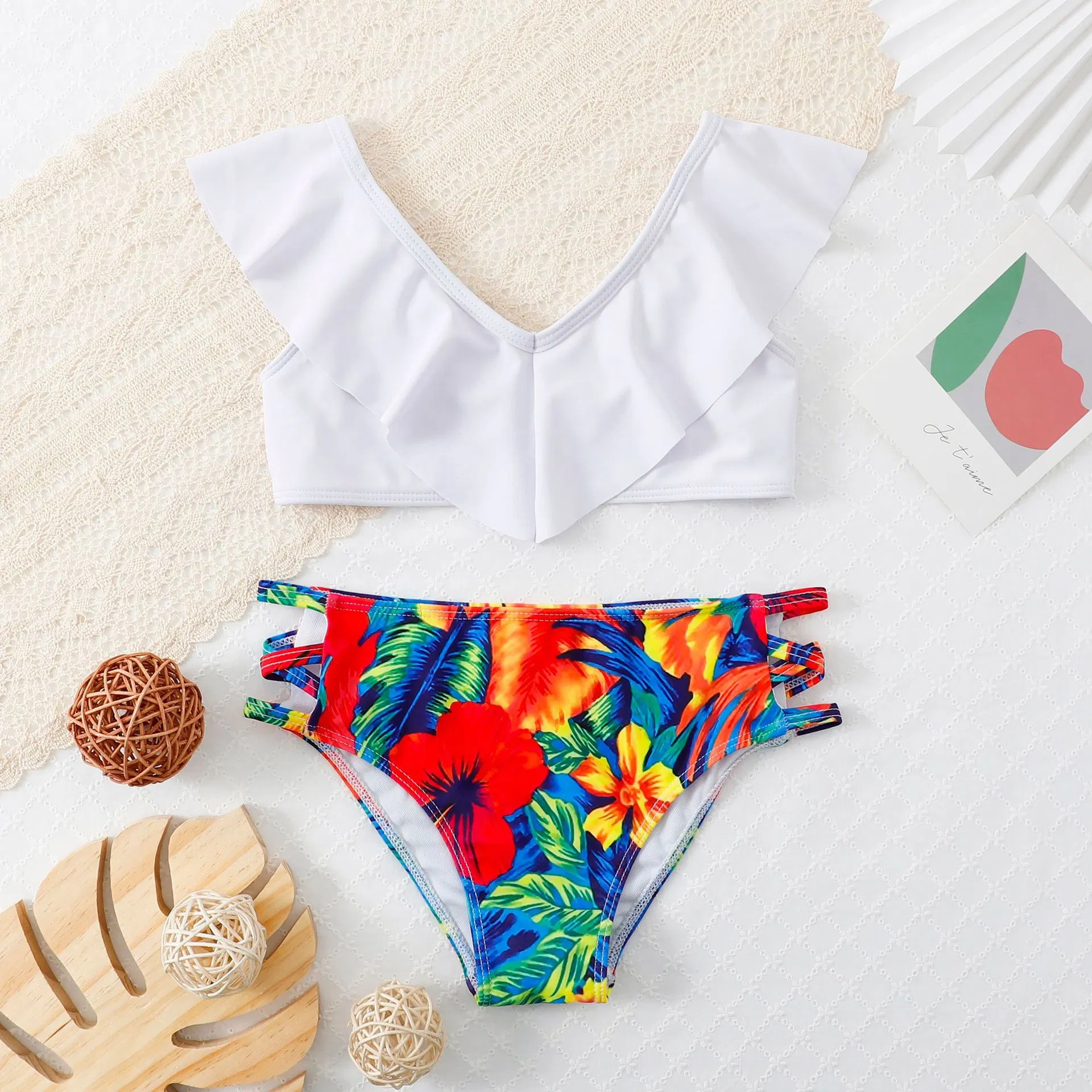 2022 New Two-Piece European and American Bikini Set Children Swimsuit Medium and Large Sport Wear Sexy Bikini Swimwear for Kids 6-15 Years Old