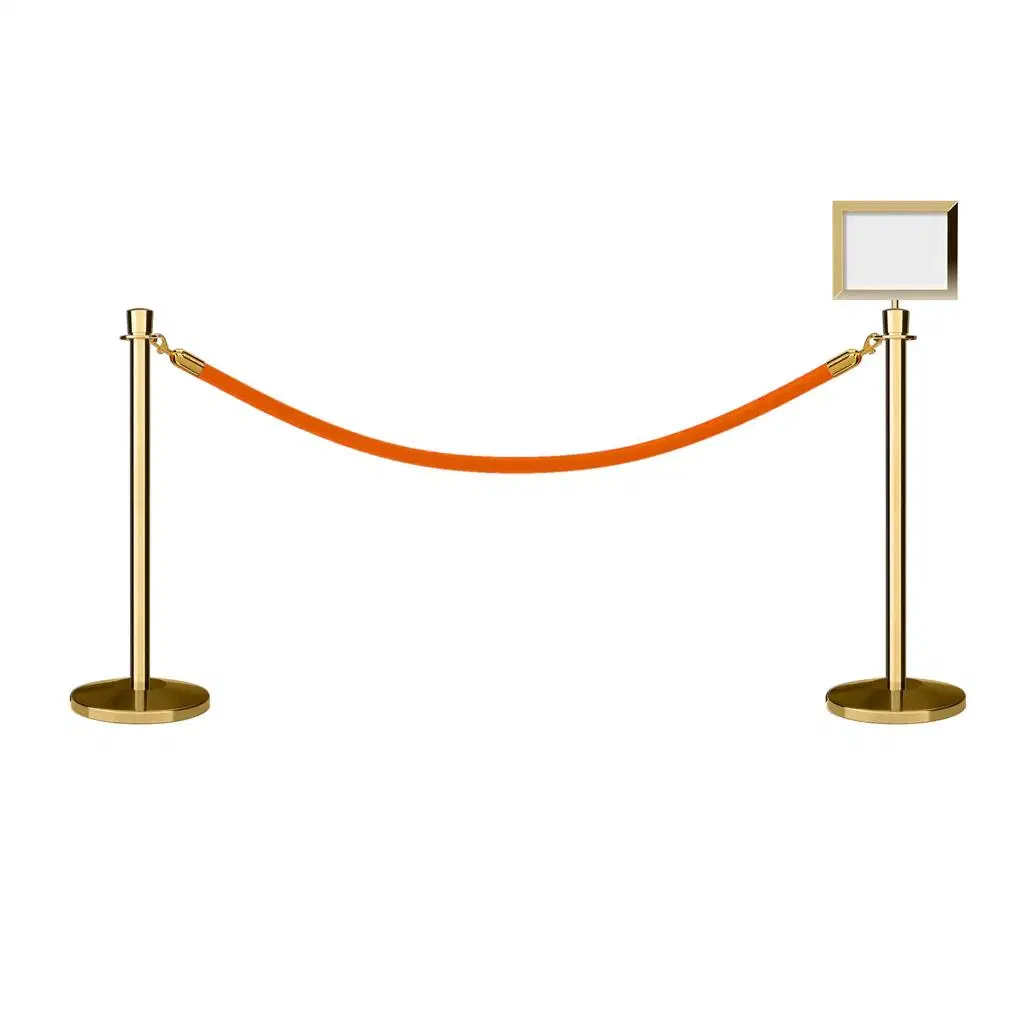 Stainless Steel Stanchion Crowd Control Rope Stand Barrier Post with Sign