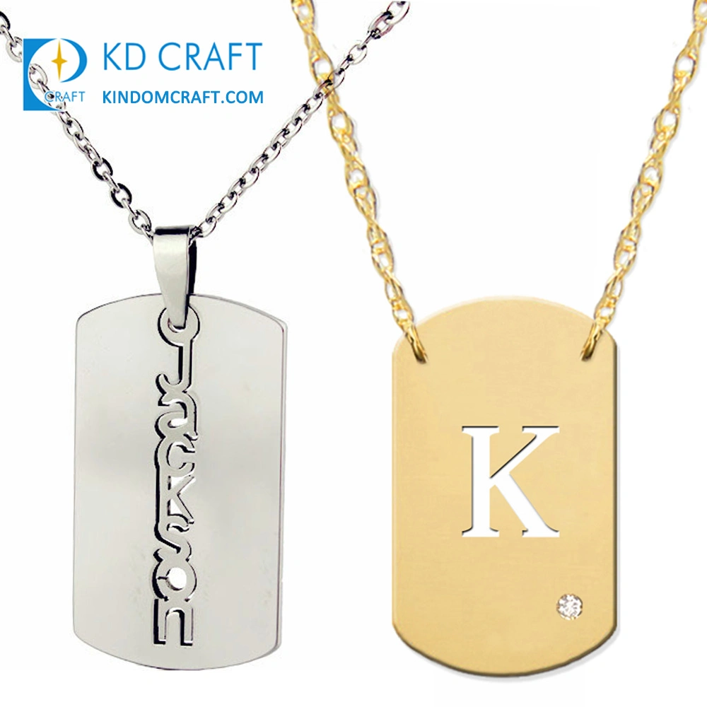 La moda en blanco personalizados de acero inoxidable de metal grabado sublimación Militar del Ejército de lujo Custom Dog Tag Collar con cadena de bolas