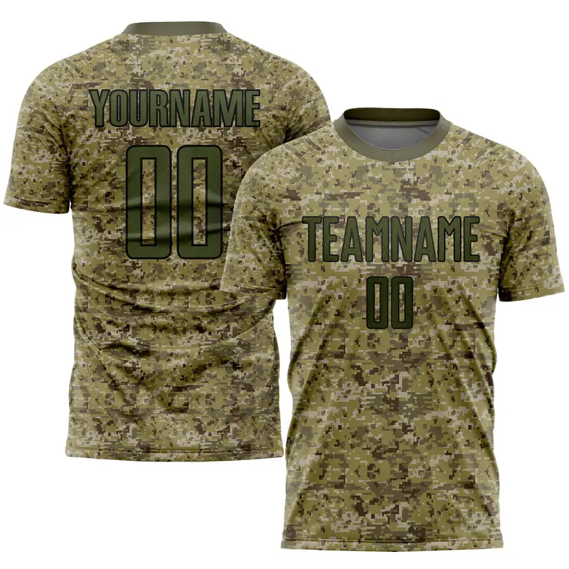 2022 Nuevo diseño Quick Dry Camo Youth Adult mejor fútbol Conjunto de camiseta de fútbol uniforme logotipo personalizado Sublimation ropa de fútbol Traje de los equipos de los clubes