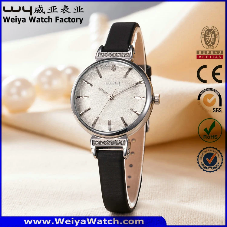 Classic Fashion OEM/ODM Leather Strap Quartz Ladies Watch (Wy-102D)