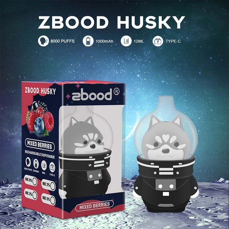 Personalizar Zbood Husky 8000 Puff lindo Vape recargables al por mayor de zinc de carbono E Cargador de batería narguile desechables Vape