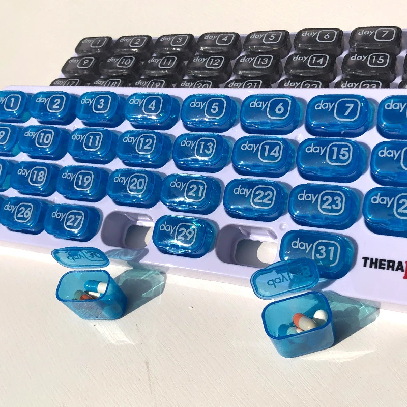 Keyboard Type 31 Days Plastic Pill Box for Monthly Convenient Storage