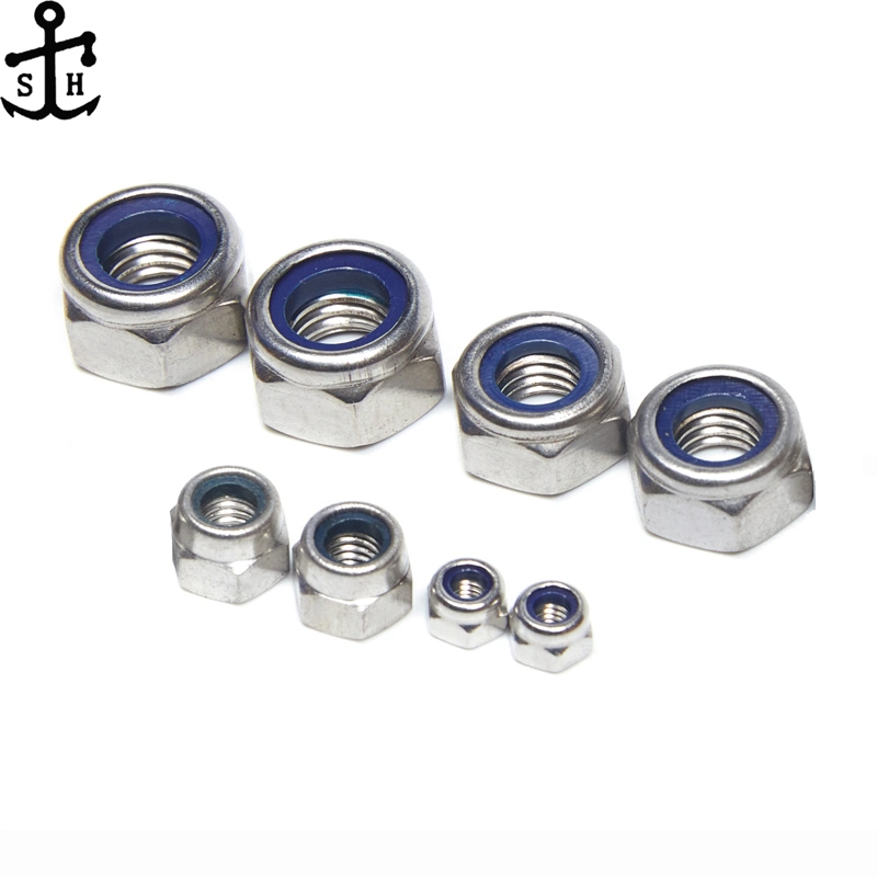 Hardware Fasteners Metal Stainless Steel M6 M8 M10 Nylock Nylon Nyloc Insert Lock Nut Nuts DIN985