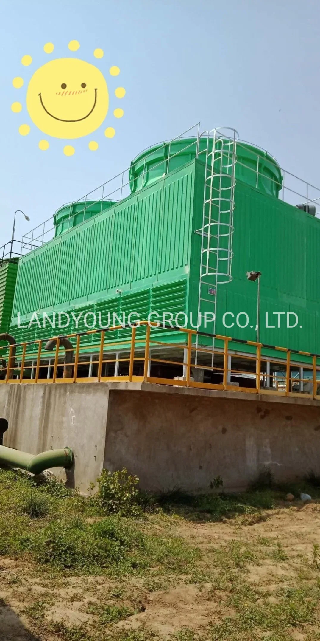 Torre de agua de refrigeración Low-Noise planta química en la torre de enfriamiento de plástico reforzado con fibra y relleno