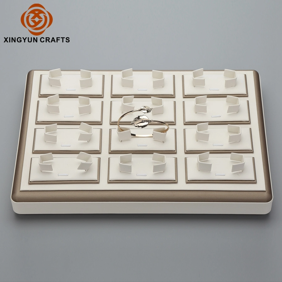 Factory Made Jewelry Display Trays Customized Leather Watch Bangle Tray Wooden Exhibition Display