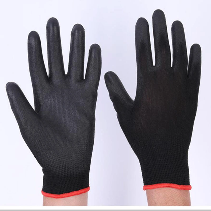 13G Knitted Nylon PU White Gloves, PU Palm Coated Gloves for Safety Work