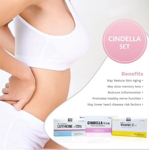 Luthione + Cinderella + Vitamina C Inyección Blanqueadora para Aclarar la Piel con Glutatión