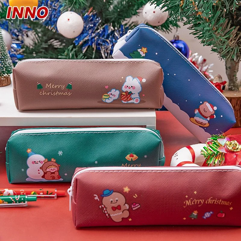 Factory Direct Selling Inno Brand R045# PU Case Cute Pencil Bag Children Christmas Stationery Gift Box Custom Color Logo Eco-Friendly