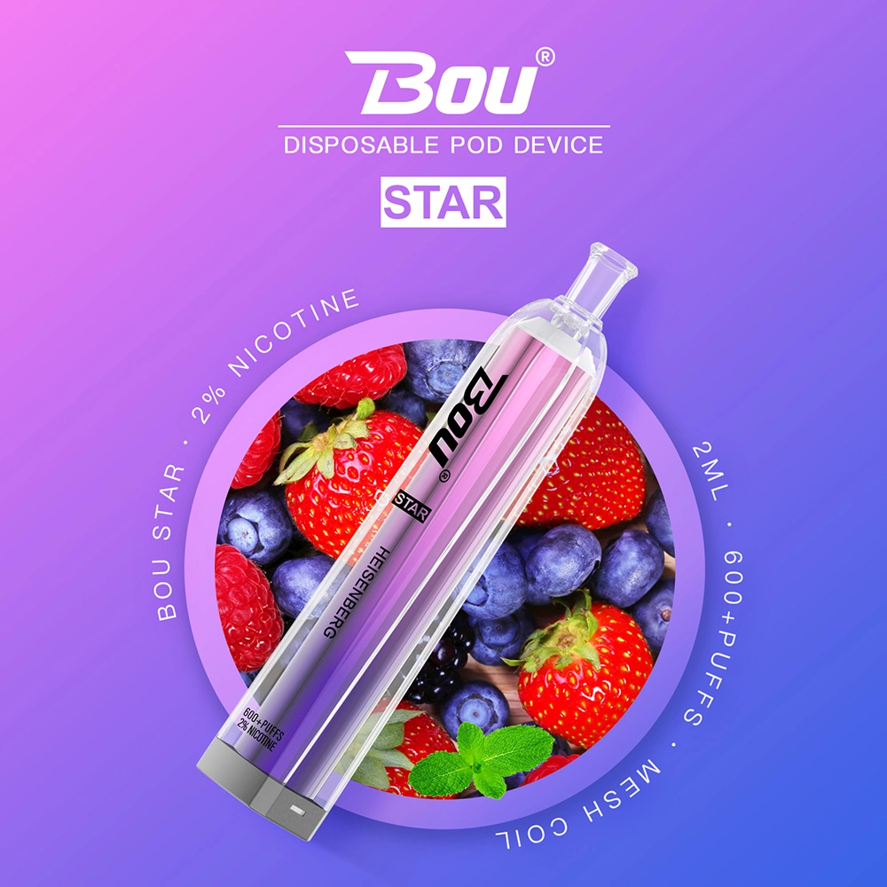 Bou 600 Puff Wape 500 mAh E Cigarette Disposable Crystal Vapes Hot Selling in France Germany Poland