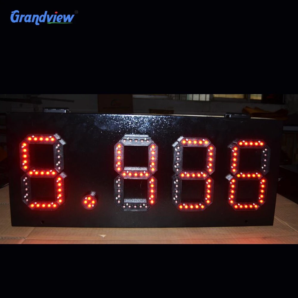 2020 Grandview Red 12 Inch LED Price Sign Petrol Gas Station Screen